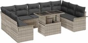 vidaXL Set de canapele pentru grădină 10 pcs Gri deschis Rattan poli