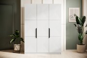 Dulap Asha 150 cm cu mânere metalice - alb mat / negru mânere