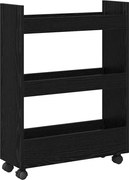 vidaXL Trolley pentru Depozitare Îngust Stejar Negru 60 x 22 x 80 cm
