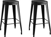 vidaXL Scaune de bar stivuibile, 2 buc., negru, metal