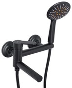 Baterie cu Pară și Furtun Negru – Design modern și elegant pentru un duș confortabil și rafinat.