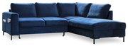 Colțar albastru închis extensibil cu tapițerie din catifea (cu colț pe partea dreaptă) Lofty Lilly – Miuform