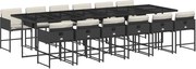 vidaXL Set mobilier de grădină cu perne, 13 piese, negru, poliratan