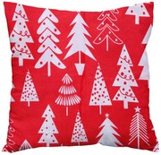 Husa decorativa pentru perna CHRISTMAS TREES 40x50 cm, rosie