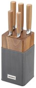 Set cuțite Klausberg KB 7983, 6 piese, Oțel inoxidabil, Mâner lemn de salcâm, Maro/grafit