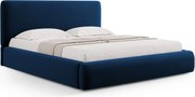 Pat tapitat cu tablie si lada depozitare, Colonel, Cosmopolitan Design, 160x200 cm, catifea, albastru royal