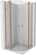 Mexen Mist cabină de duș semirotundă cu ușă batantă 80 x 80 cm, transparent, cupru periat - 8A32-080-080-65-00