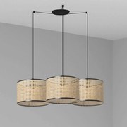 Lustra suspendata cu 3 pendule design natural MAMBO 32cm negru/ratan