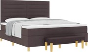 vidaXL Pat cu arcuri cu saltea Maro închis 180 x 200 cm țesătură