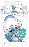 Lenjerie de pat pentru copii albă/albastră din bumbac pentru pătuț 135x100 cm Lilo and Stitch "Rainbow" – Jerry Fabrics