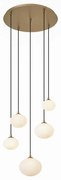 Lampă suspendată Art Deco aurie cu sticlă opal 5 lumini - Yani