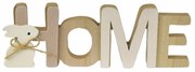 Inscripție din lemn HOME cu iepuraș, 21,5 x 7,5 x3 cm