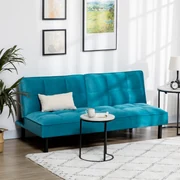 HOMCOM Canapea extensibila cu scaun captusit, canapea cu 3 locuri , canapea cu efect de catifea, verde, Lemn, otel | Aosom Romania