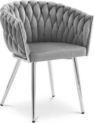 Scaun Dining Tip Fololiu Mira Catifea Gri Deschis, Picioare Crom