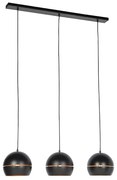 Lampă suspendată inteligentă neagră cu interior auriu cu 3 lumini inclusiv Wifi ST64 - Buell