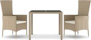 vidaXL Set mobilier de grădină cu perne, 3 piese, bej, poliratan