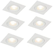 Set de 6 spoturi incastrate albe pătrate GU10 50mm IP44 - Xena