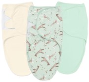 Set 3 sisteme de infasat reglabil din bumbac 0-3 luni Kidizi Giraffe, 100% bumbac