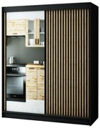 Dulap de haine 180 cm Ladonna 2 (negru mat) (cu oglindă). 1045689