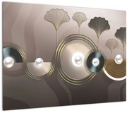 Tablou pe sticlă - Abstract maro-auriu (70x50 cm)