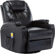 vidaXL Fotoliu de masaj balansoar, negru, piele ecologică