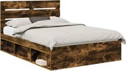 vidaXL Cadru de pat Stejar fumuriu 160 x 200 cm Lemn de pin masiv