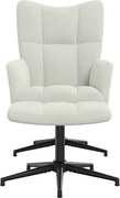 vidaXL Scaun de relaxare cu taburet, alb crem, catifea