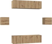 vidaXL Set comodă TV Pe perete 6 pcs Stejar Artizanal Lemn compozit