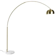 Lampă de podea arcuită din alamă cu bază din marmură albă reglabilă - XXL