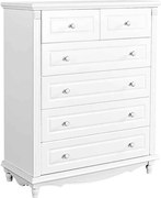 Comodă lemn masiv alb Elizabeth 6 sertare, 100 × 47 × 119 cm