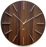 Ceas de peret design Future Time FT2010WE Round dark natural brown, diamteru 40 cm