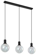 Lampă suspendată de design neagră cu sticlă curcubeu dreptunghiulară cu 3 lumini - Mallon