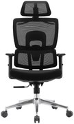 LUCKY-V4 Scaun ergonomic, suport lombar, tetiera 2D, umeras, Negru