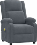 vidaXL Fotoliu de masaj, gri închis, catifea