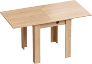 HOMCOM Masă de Dining Pliabilă pentru 4 Persoane, Rabatabilă cu Ghidaje din Oțel, PAL, 140x70x77 cm, Stejar | Aosom Romania