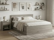 Pat de o persoana stejar trufa, SOFIA 120 x 200 cm Saltele: Cu saltele Deluxe 10 cm, Somiera pat: Cu lamele curbate