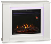 HOMCOM Șemineu Electric cu Flacără în 12 Culori și 5 Niveluri de Luminozitate, Telecomandă și Timer, 98x25x80 cm, Alb și Negru | Aosom Romania