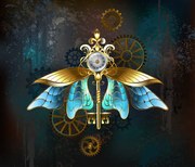 Ilustrație Steampunk key with blue wings, Blackmoon9