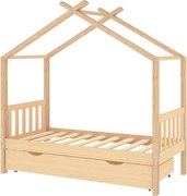 vidaXL Cadru pat de copii, cu un sertar, 80x160 cm, lemn masiv de pin
