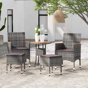 vidaXL Set mobilier de grădină, 5 piese, gri, poliratan