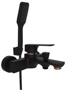 Baterie cada-dus Rubineta Modena monocomanda finisaj negru mat-rose gold cu set de dus para 1 functie