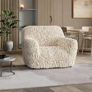 Huse bielastice VELVET bej fotoliu (l. 60 - 110 cm)