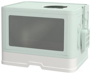 PawHut Litieră de nisip pentru pisici cu Capac, Intrare Dublă, Sertar, Lopățică, Verde | Aosom Romania