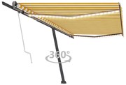 vidaXL Copertină automată cu senzor vânt&amp;LED, galben/alb, 500x300 cm