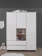 Dulap Kiddy cu 3 Uși și 2 Sertare, pentru Camera Copii, Alb – Vipack