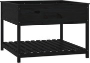 vidaXL Jardinieră cu raft, negru, 111,5x111,5x81 cm, lemn masiv de pin