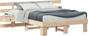 vidaXL Cadru de pat cu headboard Maro 120 x 200 cm Lemn de pin masiv