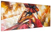 Tablou cu damă exotică în pălărie (120x50 cm), în 40 de alte dimensiuni noi