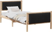 vidaXL Cadru de pat cu headboard Negru 90 x 190 cm țesătură