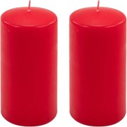 Set de lumânări pilon, 15 cm, Ø 7,5 cm, roșu, 2 bucăți